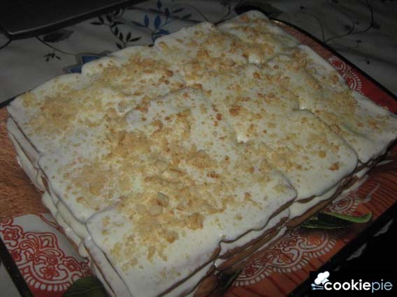 Рецепт бананового торта с песочным печеньем