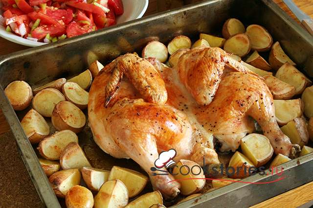 Курица с картошкой в духовке рецепт приготовления